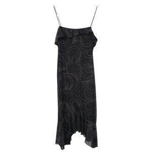 Y2K Byer Too Midi Dress Size Large Whimsigoth Fairy Flounce Spaghetti Black